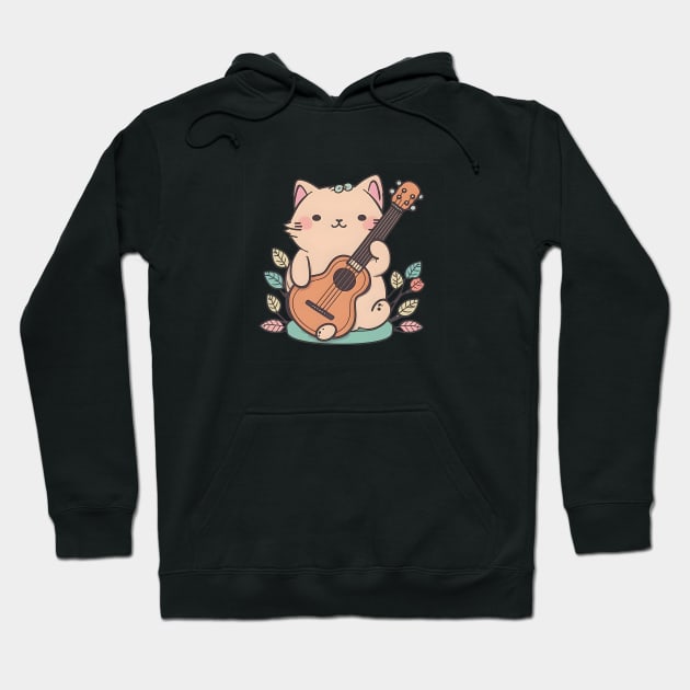 Cat Ukelele Music Animal Lover Hoodie by Artifyio